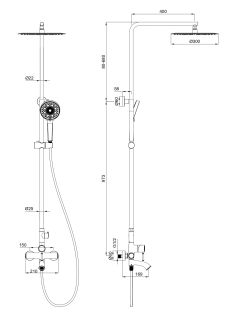 Душевая стойка Wonzon & Woghand Tor WW-88047073-MB чёрный матовый